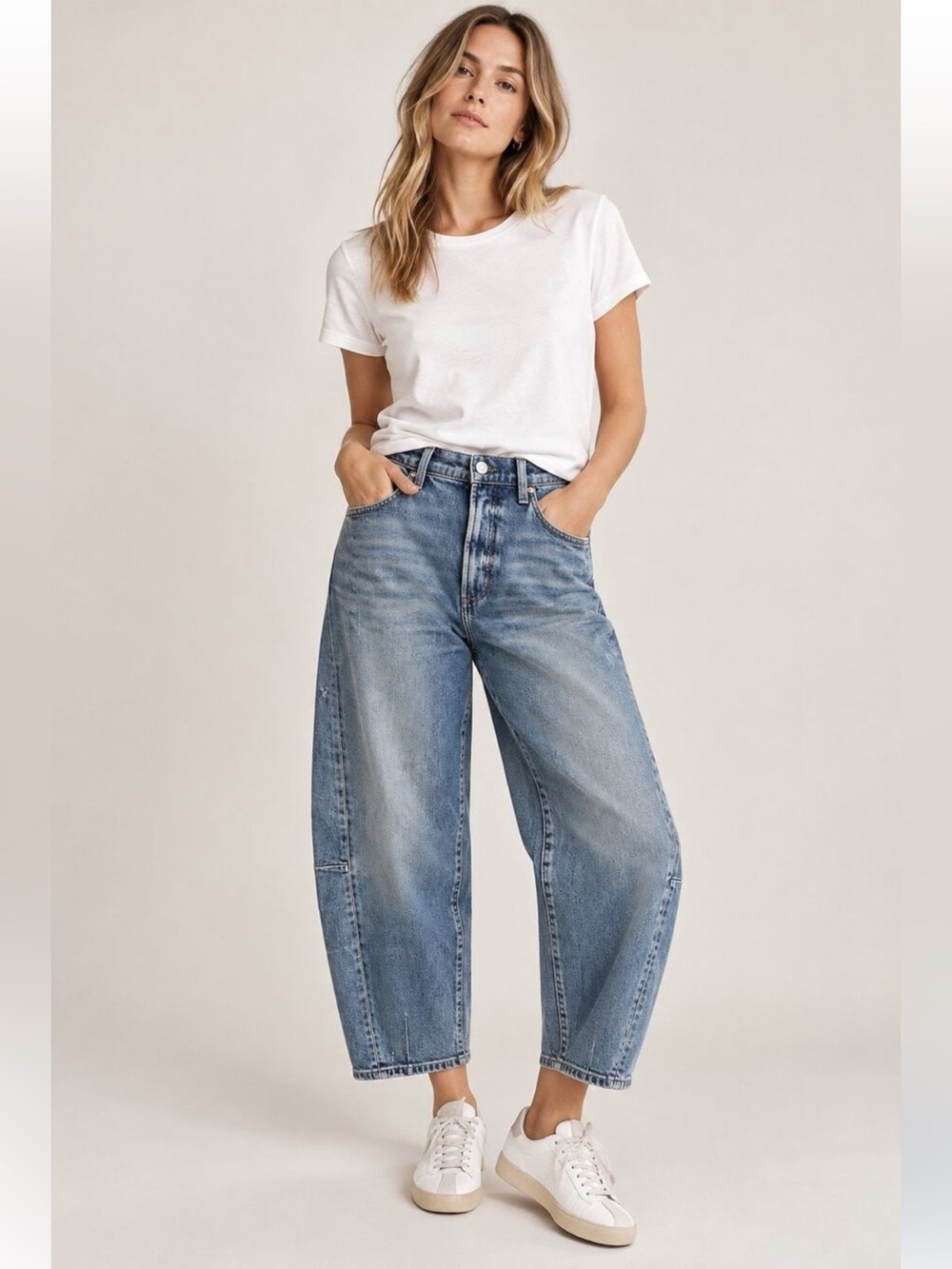 Pistola Eli High-Rise Barrel Wide Leg Jeans in Rhythm Vintage Wash